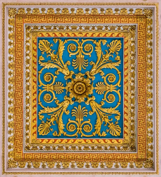 Zlatá Květinové Dekorace Stropu Baziliky Svatého Pavla Vně Hradeb Římě — Stock fotografie