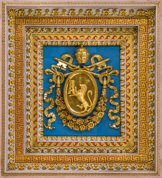 Znak Pia Viii Stropu Baziliky Svatého Pavla Vně Hradeb Římě — Stock fotografie
