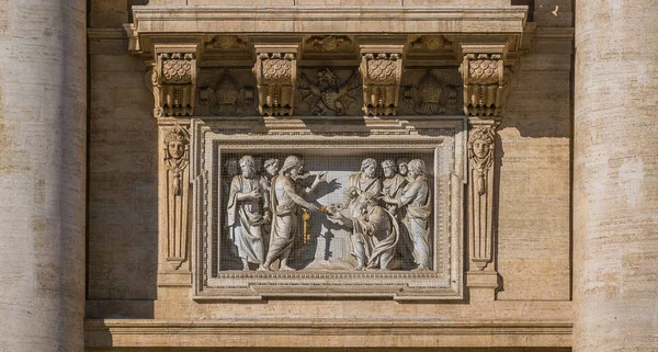 Saint Peter Receiving Keys Ambrogio Buonvicino Main Entrance Saint Peter — Stock Photo, Image