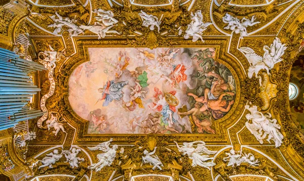 Frescoed Vault Giovanni Domenico Cerrini Church Santa Maria Della Vittoria — Stock Photo, Image