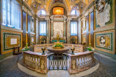 Baptistery in the Basilica of Santa Maria Maggiore in Rome, Italy. April-07-2018 clipart