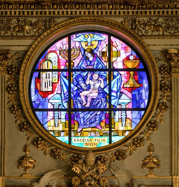 Rosa Ventana Basílica Santa Maria Maggiore Roma Italia Abril 2018 — Foto de Stock