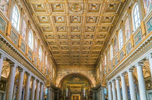 Coffered Teto Dourado Basílica Santa Maria Maggiore Roma Itália Abril — Fotografia de Stock