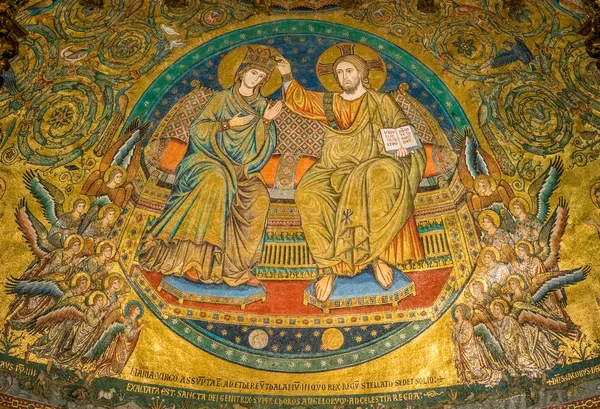Coroação Virgem Mosaico Jacopo Torriti Basílica Santa Maria Maior Roma — Fotografia de Stock