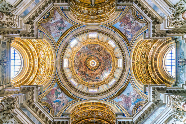 The amazing dome in the Church of Sant'Angese in Agone in Rome, Italy. Aprile-14-04-2018