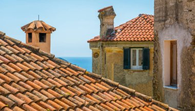 Castellabate'de manzara. Cilento, Campania, Güney İtalya.