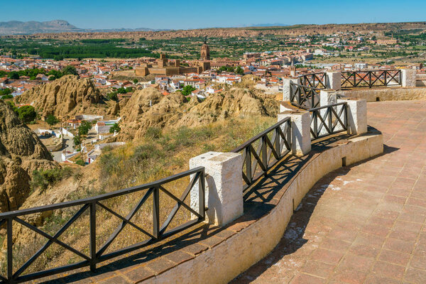 Panoramic view in Guadix, in the Sierra Nevada territory, province of Granada, Spain.