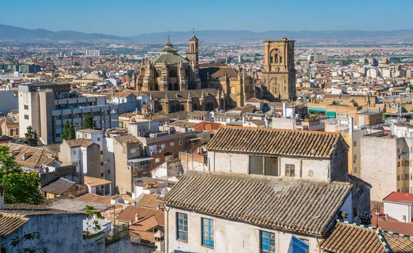 Vista Panorámica Granada Con Catedral Una Mañana Soleada Andalucía España —  Fotos de Stock