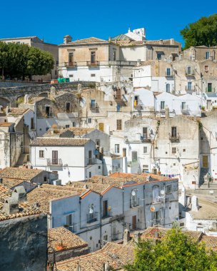 Monte Sant'Angelo'da manzara, Foggia eyaletinin antik köyü, Apulia (Puglia), İtalya.