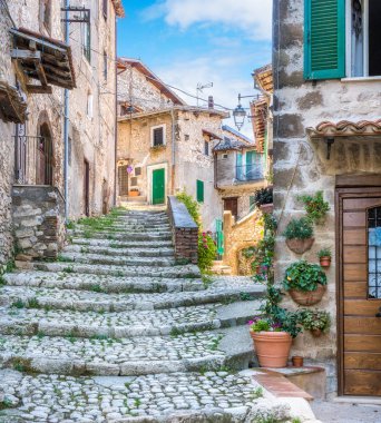 Artena'da manzara, Roma Eyaleti'ndeki eski kırsal köy, Latium, orta İtalya.