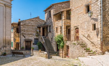 Casperia'da manzara, Rieti Eyaleti'ndeki güzel köy, Lazio, İtalya.