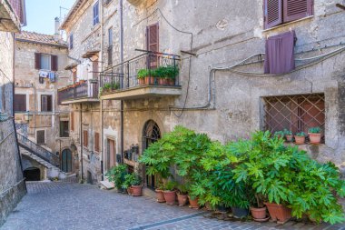 Carbognano köyünde manzara, Viterbo Eyaleti, Lazio, İtalya.