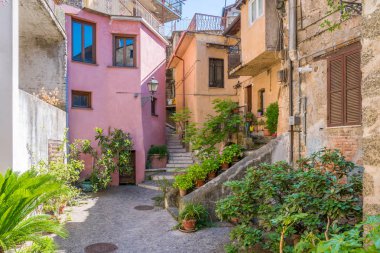 Carbognano köyünde manzara, Viterbo Eyaleti, Lazio, İtalya.