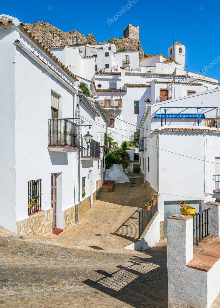 Scenic sight in the beautiful Zahara de la Sierra, province of Cadiz, Andalusia, Spain.