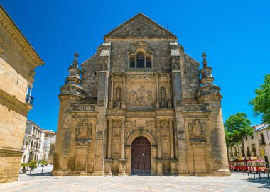Summer sight in Ubeda with the beautiful church 