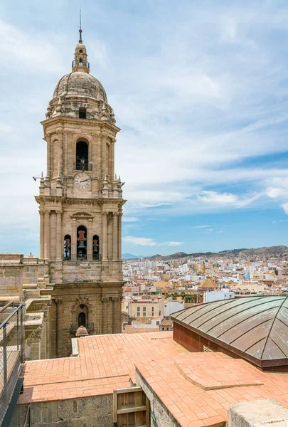 Panoramiczny Widok Maladze Dachu Katedry Andaluzja Hiszpania — Zdjęcie stockowe