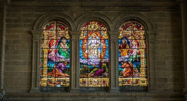 Vitraux Dans Cathédrale Malaga Basilique Encarnacion Andalousie Espagne Juin 2019 — Photo