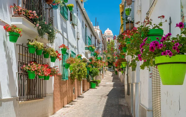 Güzel Estepona Spanya Nın Malaga Eyaletinde Küçük Çiçekli Bir Kasaba — Stok fotoğraf