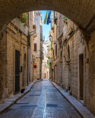 Giovinazzo 'da manzara, güney İtalya' da Bari, Puglia (Apulia) iline bağlı bir kasaba..