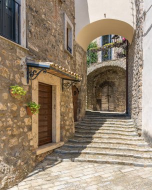 Teverina 'nın Castiglione köyünde manzara, Viterbo, Lazio, İtalya.