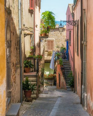 Viterbo, Lazio, İtalya 'daki Civitella d' Agliano kasabasında manzara..