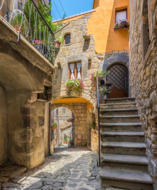 Viterbo, Lazio, İtalya 'daki Civitella d' Agliano kasabasında manzara..