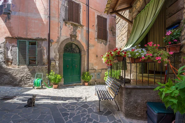 Viterbo, Lazio, İtalya 'daki Civitella d' Agliano kasabasında manzara..