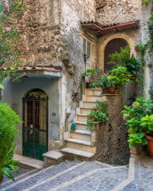 Montecelio 'da manzara, Roma, Lazio, İtalya' nın güzel küçük bir kasabası.