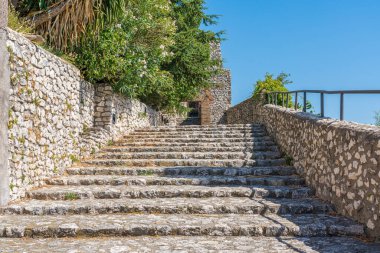 Montecelio 'da manzara, Roma, Lazio, İtalya' nın güzel küçük bir kasabası.