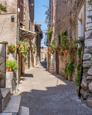 Montecelio 'da manzara, Roma, Lazio, İtalya' nın güzel küçük bir kasabası.