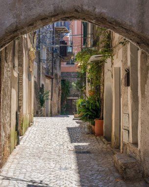 Montecelio 'da manzara, Roma, Lazio, İtalya' nın güzel küçük bir kasabası. 