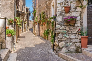 Montecelio 'da manzara, Roma, Lazio, İtalya' nın güzel küçük bir kasabası.