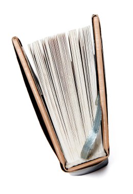 Yalıtılmış bir beyaz zemin üzerine cep kitabı. Yukarıdan görüntülemek.