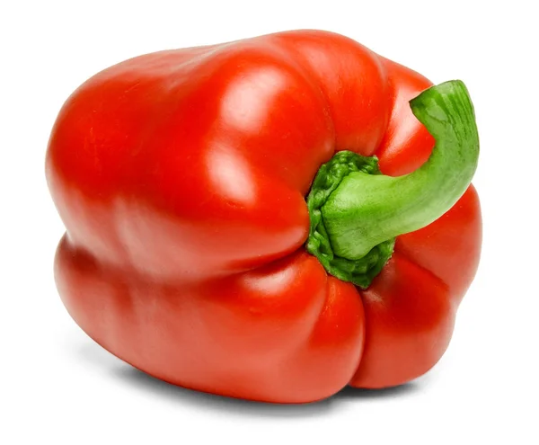 Yalıtılmış bir beyaz zemin üzerine kırmızı biber. Yakın çekim.