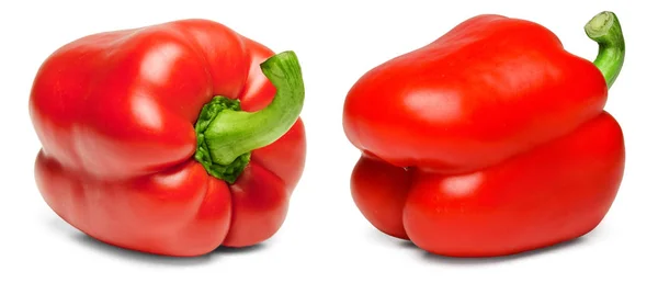 Two Bell Peppers White Isolated Background Close — Stock Photo, Image