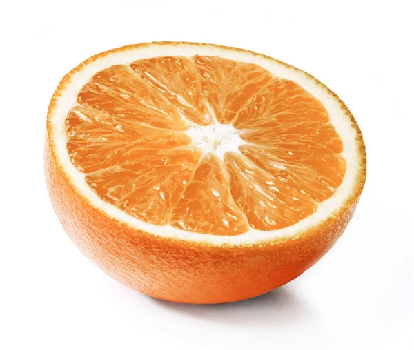Soczysty Świeży Plasterek Pomarańczy Skórki Białym Tle — Zdjęcie stockowe