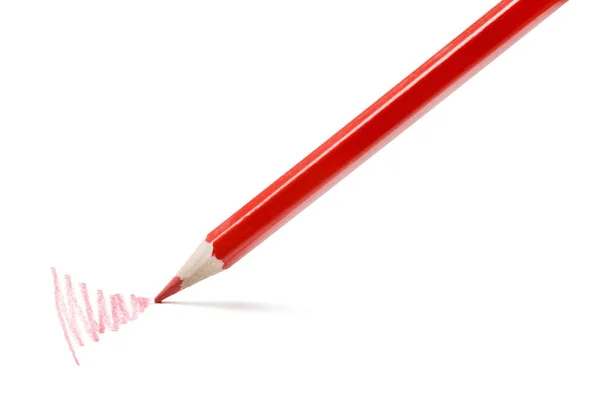 Beyaz Izole Zemin Üzerine Kırmızı Çizim Kalem — Stok fotoğraf
