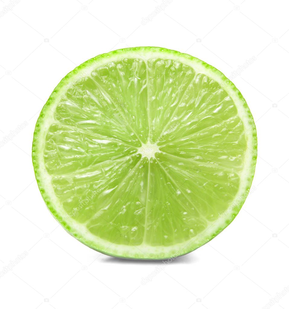 Fresh lime slice on white isolated background