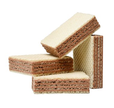 Birkaç gözleme fayans bir kaotik karmaşa içinde yalan. Beyaz arka plan izole. Yakın çekim.