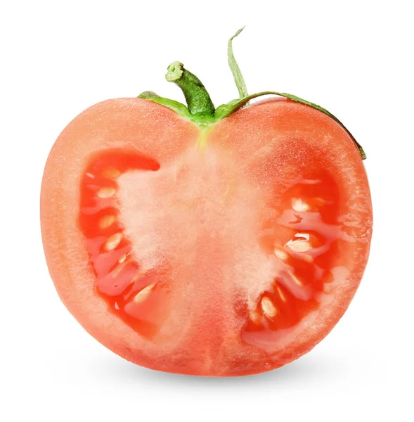 Freshly Cut Red Tomato White Isolated Background — Stock Photo, Image