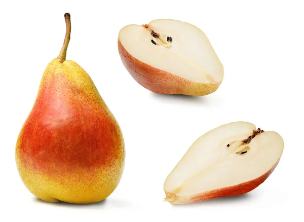 Ripe Fresh Pear Two Halves Pear Yellow Red Colors Fruit — Stock Photo, Image