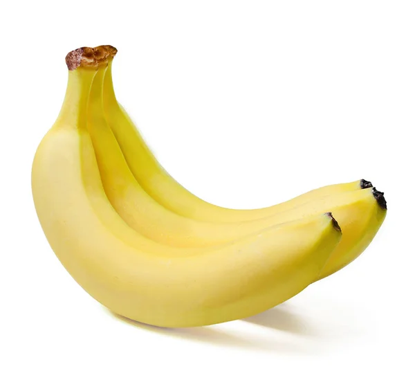 Een Stelletje Drie Rijpe Bananen Close Witte Achtergrond Geïsoleerd — Stockfoto