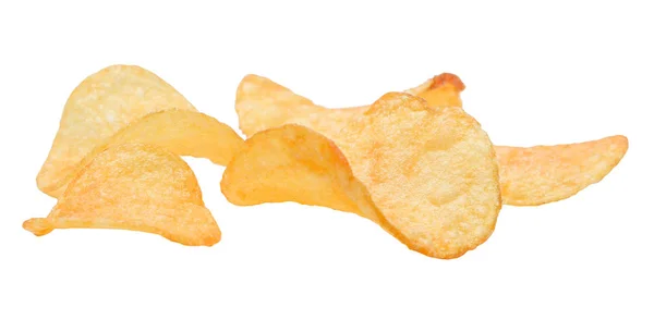 Några Skivor Krispiga Chips Vita Isolerade Bakgrund — Stockfoto