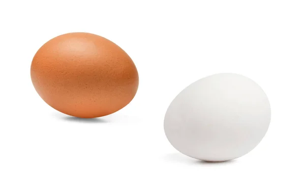 白色和褐色的鸡蛋在白色孤立的背景上 — 图库照片