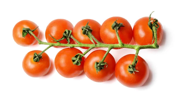 Bunch Fresh Cherry Tomatoes Branch White Isolated Background Top View — Stock Photo, Image