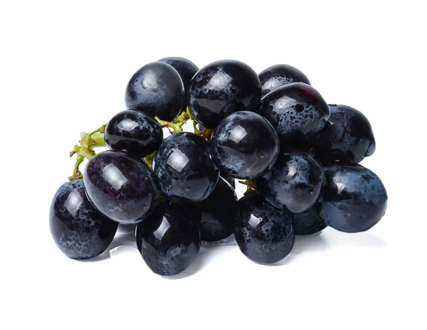 Fresh Bunch Black Grapes White Isolated Background Close Side View — Stock Photo, Image