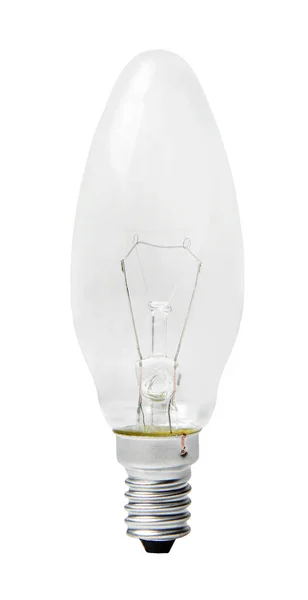 Lámpara Incandescente Sobre Fondo Blanco Aislado Vista Lateral Primer Plano — Foto de Stock
