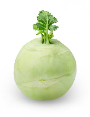 Kohlrabi lahanası beyaz izole arka plan üzerine. Close. Yan görünüm.
