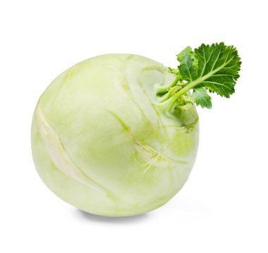 Kohlrabi lahanası beyaz izole arka plan üzerine. Close. Yan görünüm.