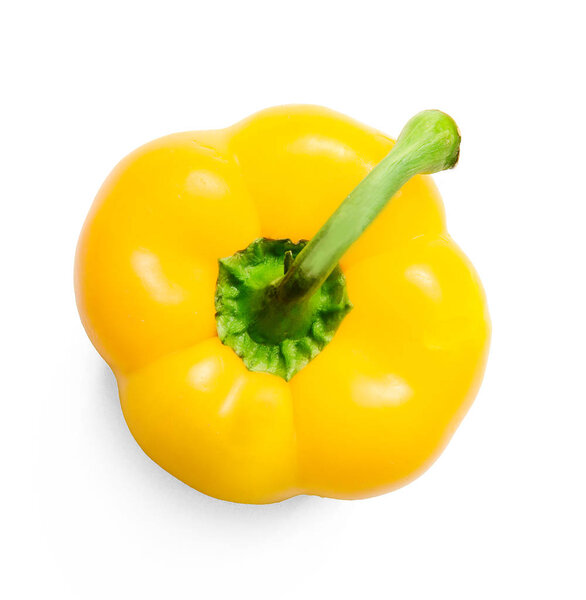Желтый перец на белом изолированном фоне. Крупный план. Вид сверху
.